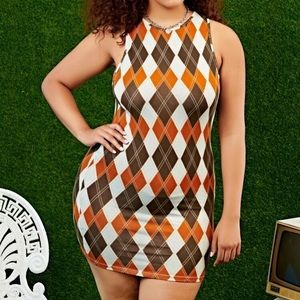 Sleeveless Bodycon Argyle Dress